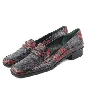 Worn Once VIA SPIGA Snake Print Purple Pink Ombre Square Toe Flats 6.5 M ITALY